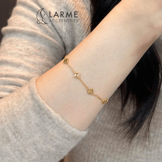 Vòng tay nữ lắc tay cỏ 4 lá vàng hoạ tiết mini nhỏ nhắn phong cách tiểu thư Larme accessories -VT0186