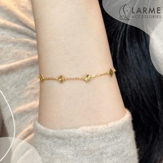 Vòng tay nữ lắc tay cỏ 4 lá vàng hoạ tiết mini nhỏ nhắn phong cách tiểu thư Larme accessories -VT0186