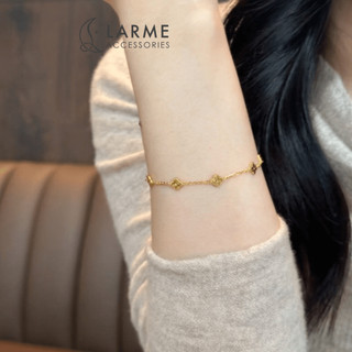 Vòng tay nữ lắc tay cỏ 4 lá vàng hoạ tiết mini nhỏ nhắn phong cách tiểu thư Larme accessories -VT0186