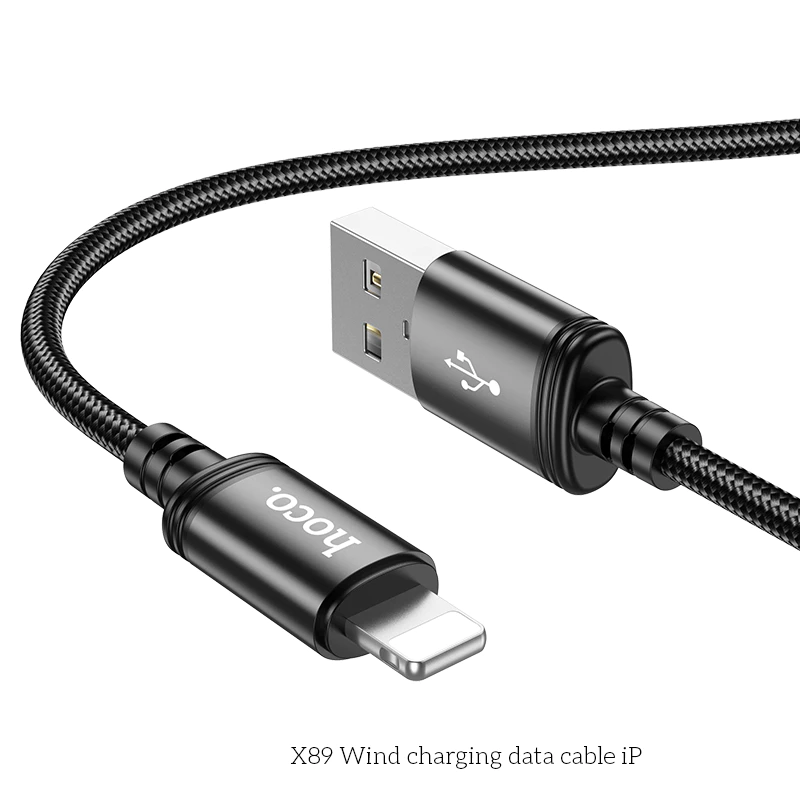 Cáp Sạc Nhanh 1m cho iP Hoco X89 USB to Light 2.4A – Bọc Dù Chống Đứt, Sạc Ổn Định Cho Điện Thoại