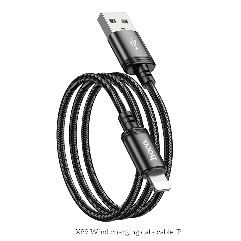 Cáp Sạc Nhanh 1m cho iP Hoco X89 USB to Light 2.4A – Bọc Dù Chống Đứt, Sạc Ổn Định Cho Điện Thoại