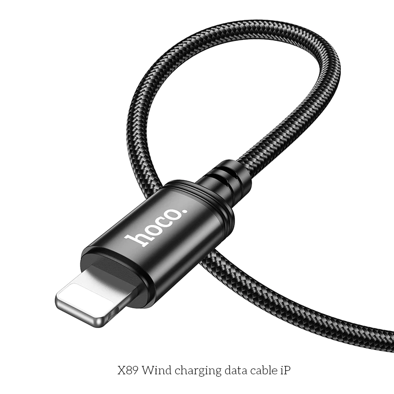 Cáp Sạc Nhanh 1m cho iP Hoco X89 USB to Light 2.4A – Bọc Dù Chống Đứt, Sạc Ổn Định Cho Điện Thoại