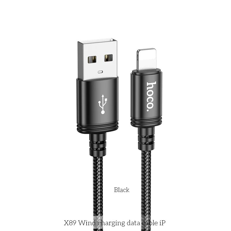 Cáp Sạc Nhanh 1m cho iP Hoco X89 USB to Light 2.4A – Bọc Dù Chống Đứt, Sạc Ổn Định Cho Điện Thoại