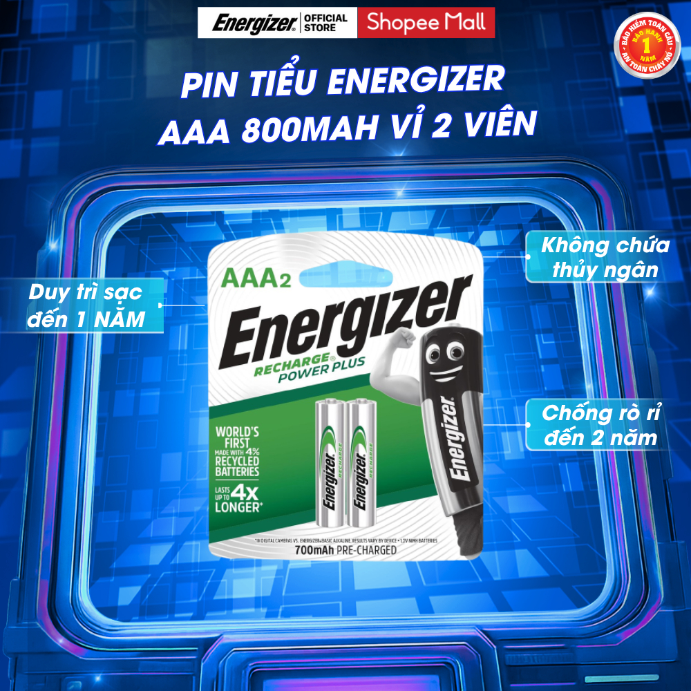 Pin sạc Energizer AAA 800mAh NH12E - vỉ 2 viên - Hàng chính hãng ...