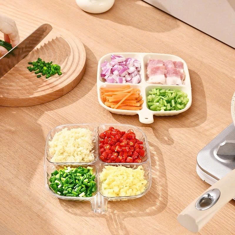 Khay Chia 4 Ngăn Đựng Đồ Ăn, Gia Vị, Nước Chấm, Trái Cây Nhựa Cao Cấp Tiện Dụng Nhà Bếp