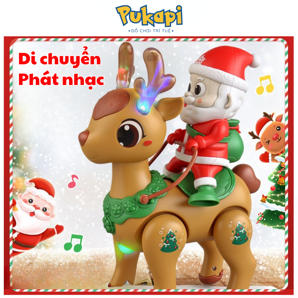 Đồ Chơi Nhảy Múa Di Chuyển Vui Nhộn Giáng Sinh Noel Ông Già Cho Bé Có Đèn Có Nhạc - Đồ Chơi Cho Bé PUKAPI