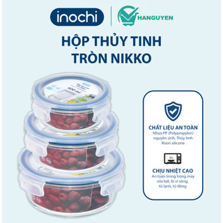 Hộp thủy tinh tròn Nikko Inochi - chịu nhiệt cao, bền đẹp, thân thiện môi trường, an toàn sức khỏe