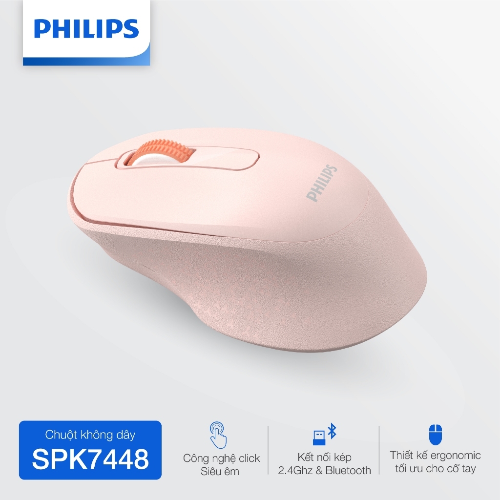 Chuột không dây Bluetooth Philips SPK7448 Chính Hãng – Kết nối kép 2.4GHz & Bluetooth, pin lâu