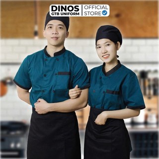 Áo Bếp Ngắn Tay Dinos Vải Kaki 65 Đủ Màu Sắc Cho Nam/Nữ Đầu Bếp, Phụ Bếp Nhà Hàg, Khách Sạn, Quán Ăn