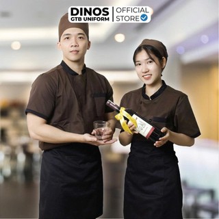 Áo Bếp Ngắn Tay Dinos Vải Kaki 65 Đủ Màu Sắc Cho Nam/Nữ Đầu Bếp, Phụ Bếp Nhà Hàg, Khách Sạn, Quán Ăn