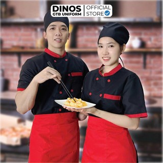 Áo Bếp Ngắn Tay Dinos Vải Kaki 65 Đủ Màu Sắc Cho Nam/Nữ Đầu Bếp, Phụ Bếp Nhà Hàg, Khách Sạn, Quán Ăn