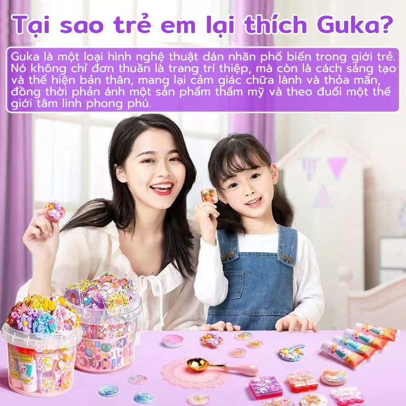 [HOT] Siêu dễ thương DIY Sticker Keychain Trẻ em Kem Glue Set Đồ chơi