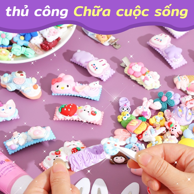 [HOT] Siêu dễ thương DIY Sticker Keychain Trẻ em Kem Glue Set Đồ chơi