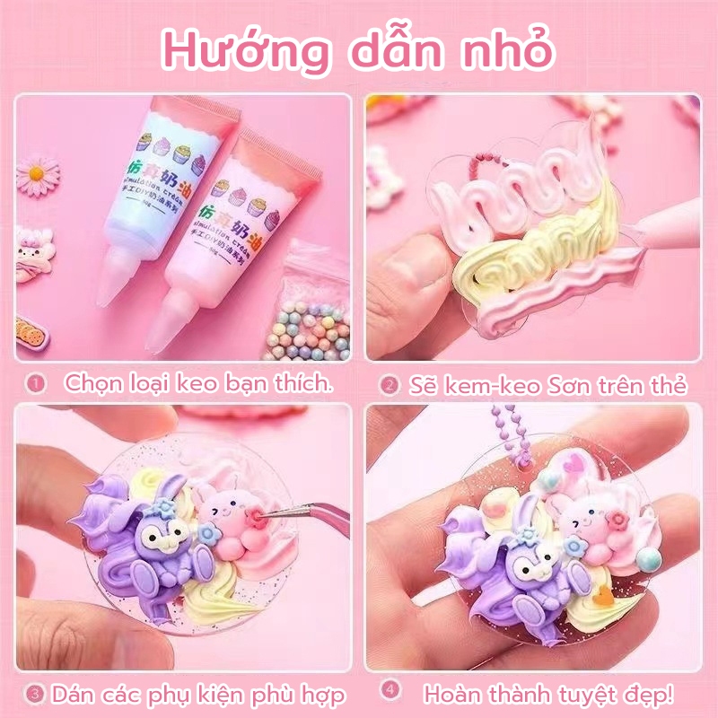 [HOT] Siêu dễ thương DIY Sticker Keychain Trẻ em Kem Glue Set Đồ chơi