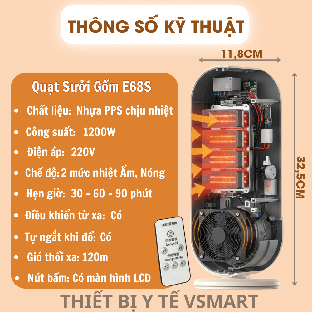 Quạt Sưởi Gốm Làm Ấm Phòng Tắm Cho Bé Tiết Kiệm Điện, Máy Sưởi Ấm Sấy Khô Quần Áo Không Làm Khô Da