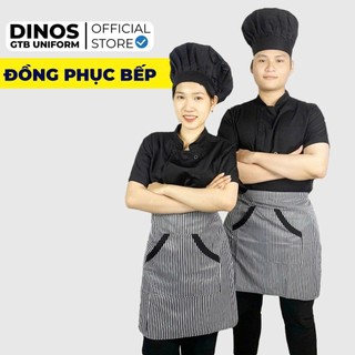 Đồng Phục Áo Bếp Nam Nữ Dinos Vải Kaki Dày Dặn, Màu Đen Sang Trọng Cho Nhà Hàng, Khách Sạn, Quán Ăn
