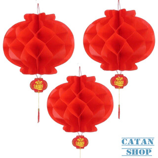 Bịch 10 Đèn Lồng Tổ Ong Đỏ Dây Treo Chữ Phúc Trang Trí Tết Nhà Cửa Sân Vườn Quán Cà Phê Sự Kiện Lễ Hội