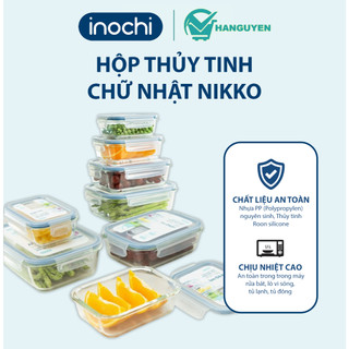 Hộp thủy tinh chữ nhật Inochi Nikko - dung tích lớn, bảo quản thực phẩm tươi ngon, an toàn