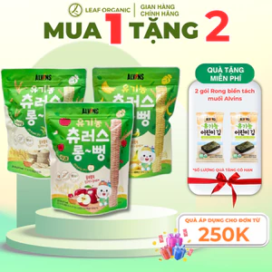 Bánh gạo ăn dặm hữu cơ cho bé dạng thanh Alvins 30g vị chuối, táo, truyền thống