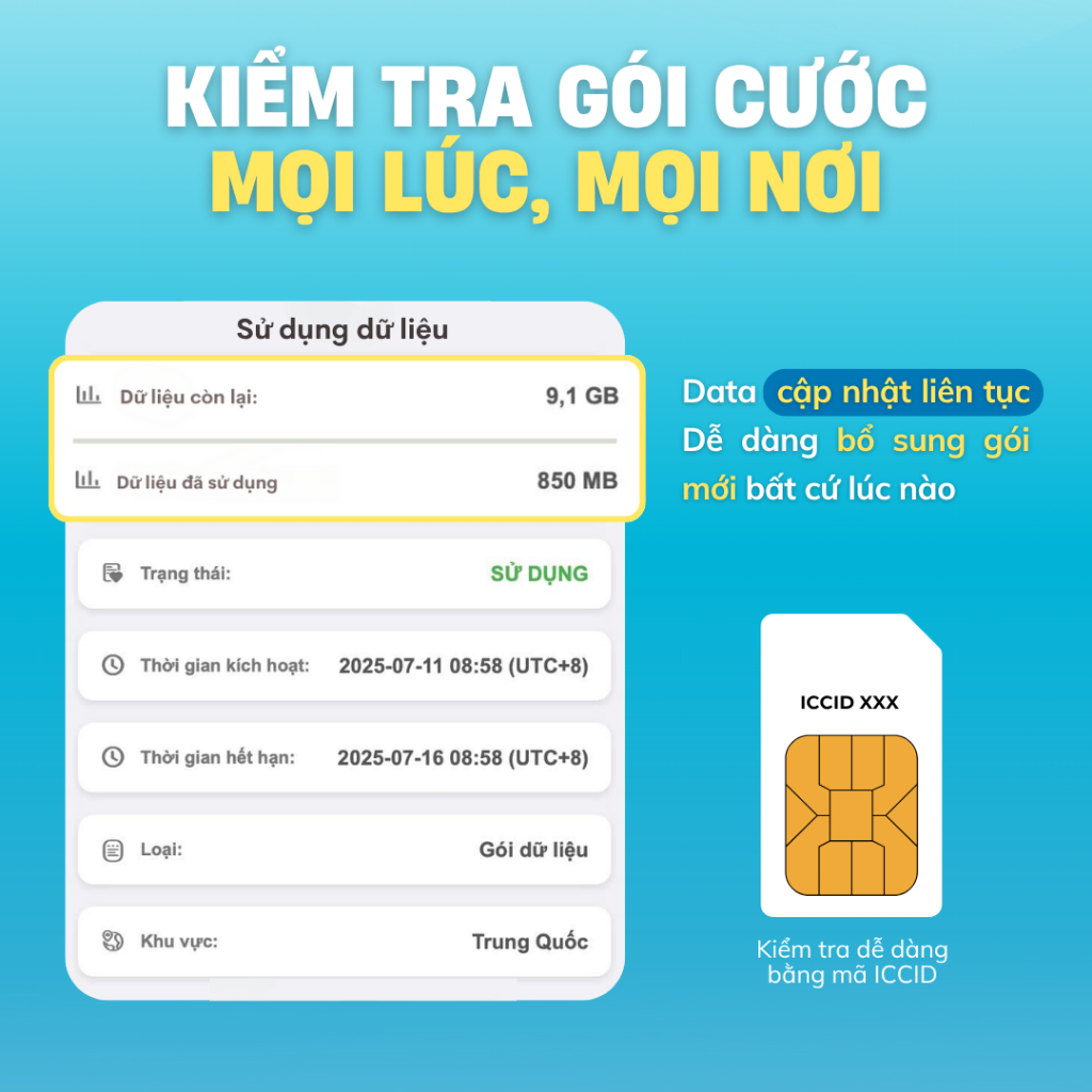 SIM Trung Quốc 4G China Mobile Data Không Giới Hạn, SIM Du Lịch Trung Quốc Dùng Được Ứng Dụng TT
