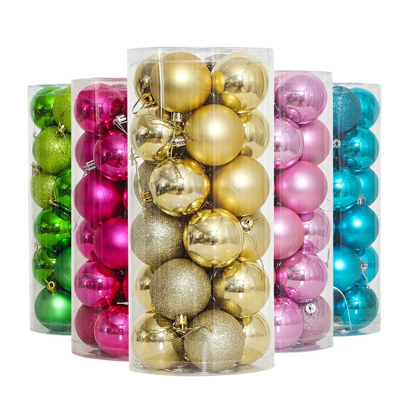 Set 24 quả châu tròn trơn trang trí Giáng sinh