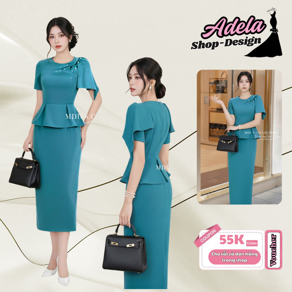 Váy Tiểu Thư ADELA DESIGN Dáng Váy Ôm Nhẹ Cổ Tròn Cùng Chất Liệu Mango Ý Cuốn Hút MDU5465