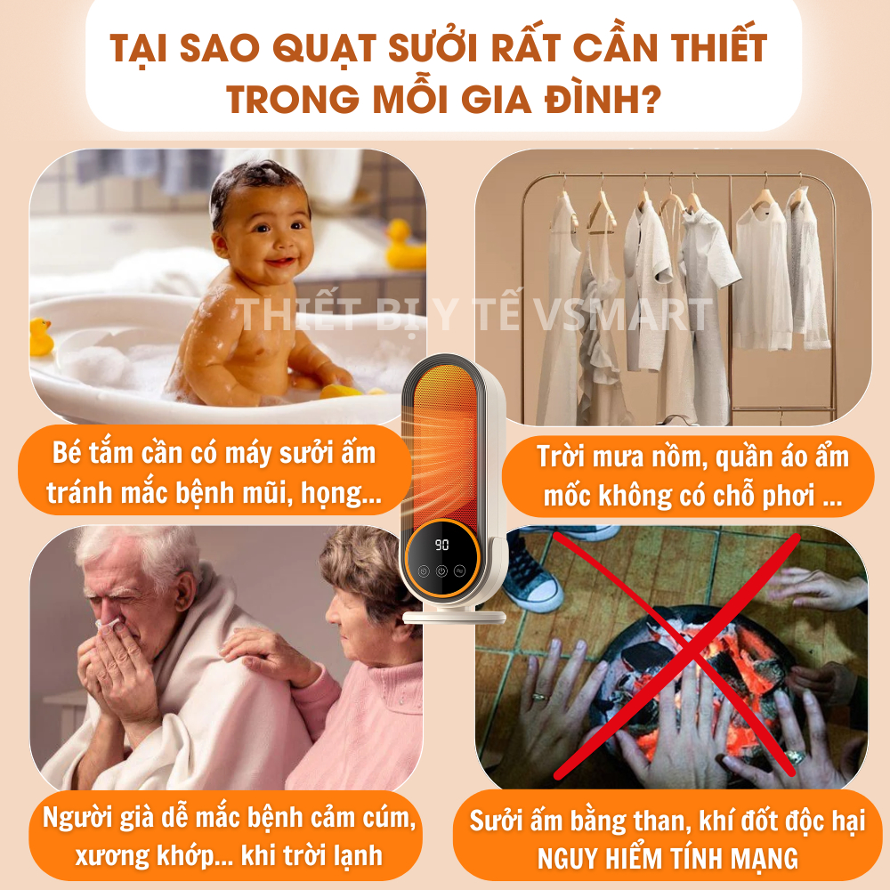 Đèn Sưởi Gốm Nhà Tắm Mini 1200W Cho Bé, Quạt Sấy Quần Áo Sưởi Mini Không Khô Da Làm Nóng Nhanh
