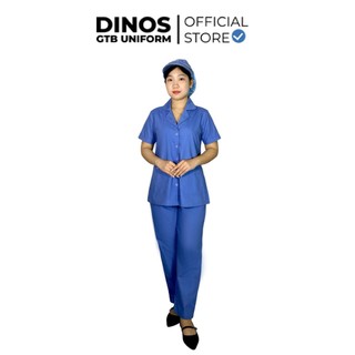 Đồng Phục Cấp Dưỡng Dinos Vải Mềm Mát Cho Nam Nữ Nhân Viên Trường Học, Bệnh Viện, Bếp Ăn - K NÓN
