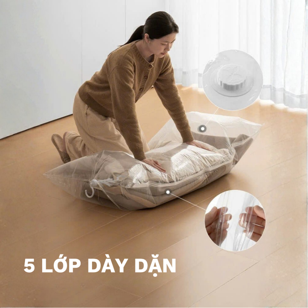 Túi Hút Chân Không có móc treo, bảo vệ quần áo, chống bụi chống ẩm mốc