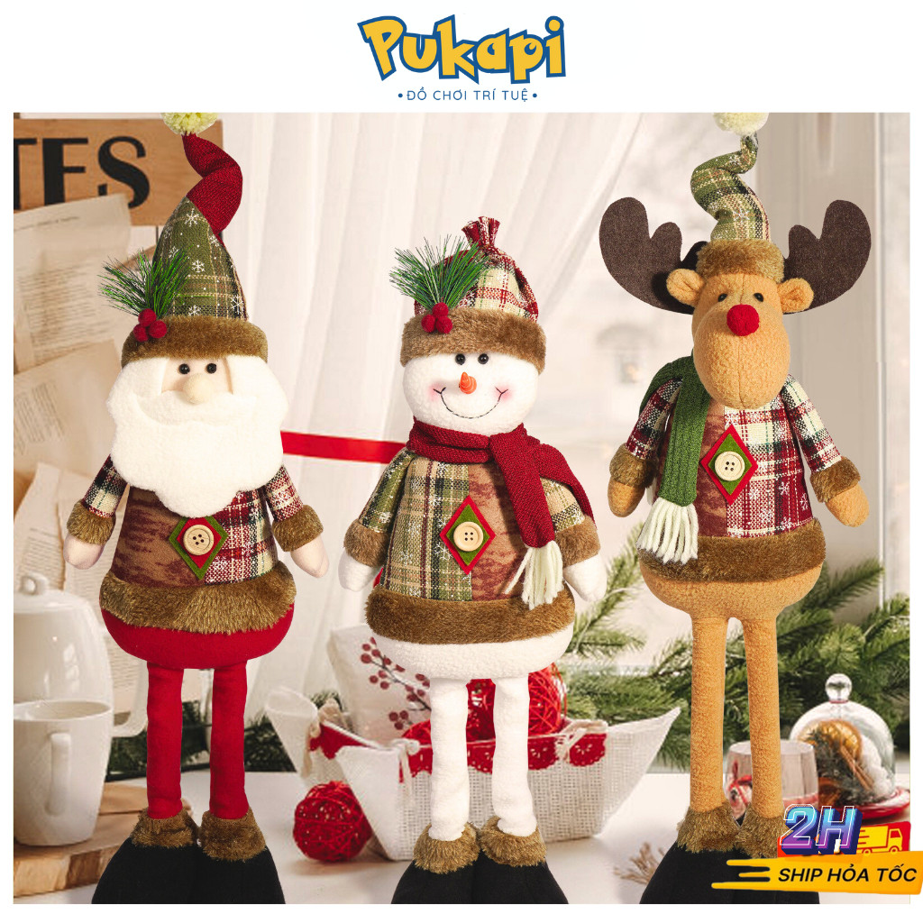 Đồ Chơi Noel Giáng Sinh Gấu Bông Rút Chân Trang Trí Hình Ông Già Noel Người Tuyết Tuần Lộc - Đồ Chơi Cho Bé PUKAPI