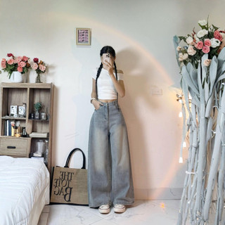 Quần Jeans Bò Ống Suông Rộng Wash RETRO Avo Avocado Cạp Cao Tôn Dáng Dài Wash Ống Rộng Tôn Dáng Nam Nữ