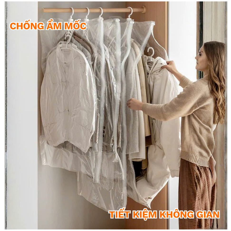 Túi Hút Chân Không có móc treo, bảo vệ quần áo, chống bụi chống ẩm mốc
