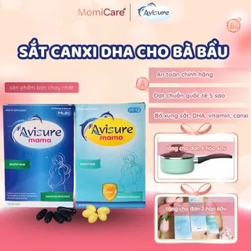 [Combo đủ chất cho mẹ Bầu] Vitamin bầu thế hệ mới đầy đủ sắt canxi DHA Avisure mama Hical 60 viên