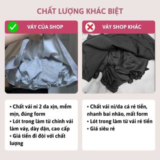 Chân váy nữ nỉ ngắn tôn dáng xếp ly lưng cao xoè trắng đen xám năng động có quần bảo hộ VANISA CV46