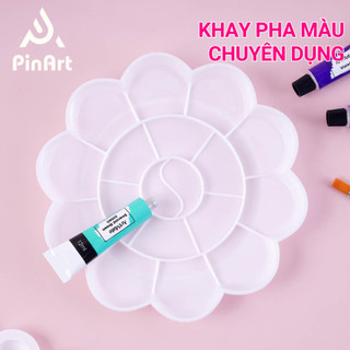 Khay Pha Màu Nước Hình Bông Hoa, Palette Trộn Màu Acrylic, Màu Gouache Chuyên Dụng