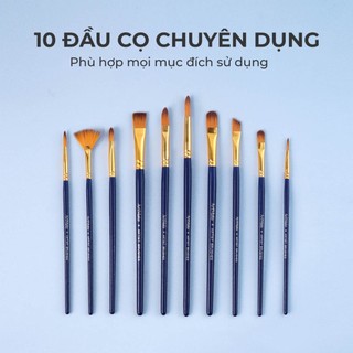 Bộ 10 Cọ Vẽ  Màu Nước Màu Bột Acrylic Gouache Chuyên Nghiệp Vẽ Tranh Tô Màu Phác Hoạ Cụ Đa Dạng Kích Thước Đầu Cọ