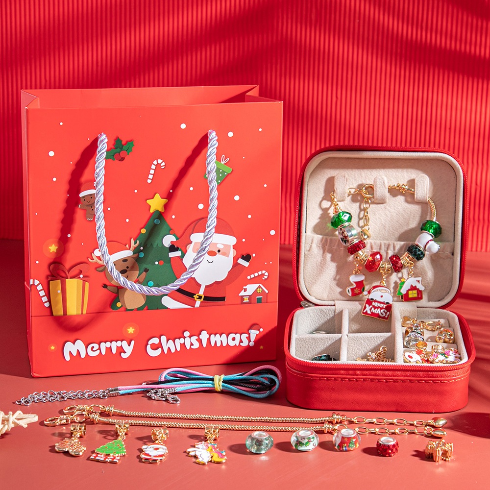 Bộ Xâu Vòng Set Vòng Tay Đồ Chơi Làm Vòng Tay Dây Chuyền Noen Noel Hộp Charm Trang Sức Giáng Sinh- Đò Chơi Cho Bé PUKAPI