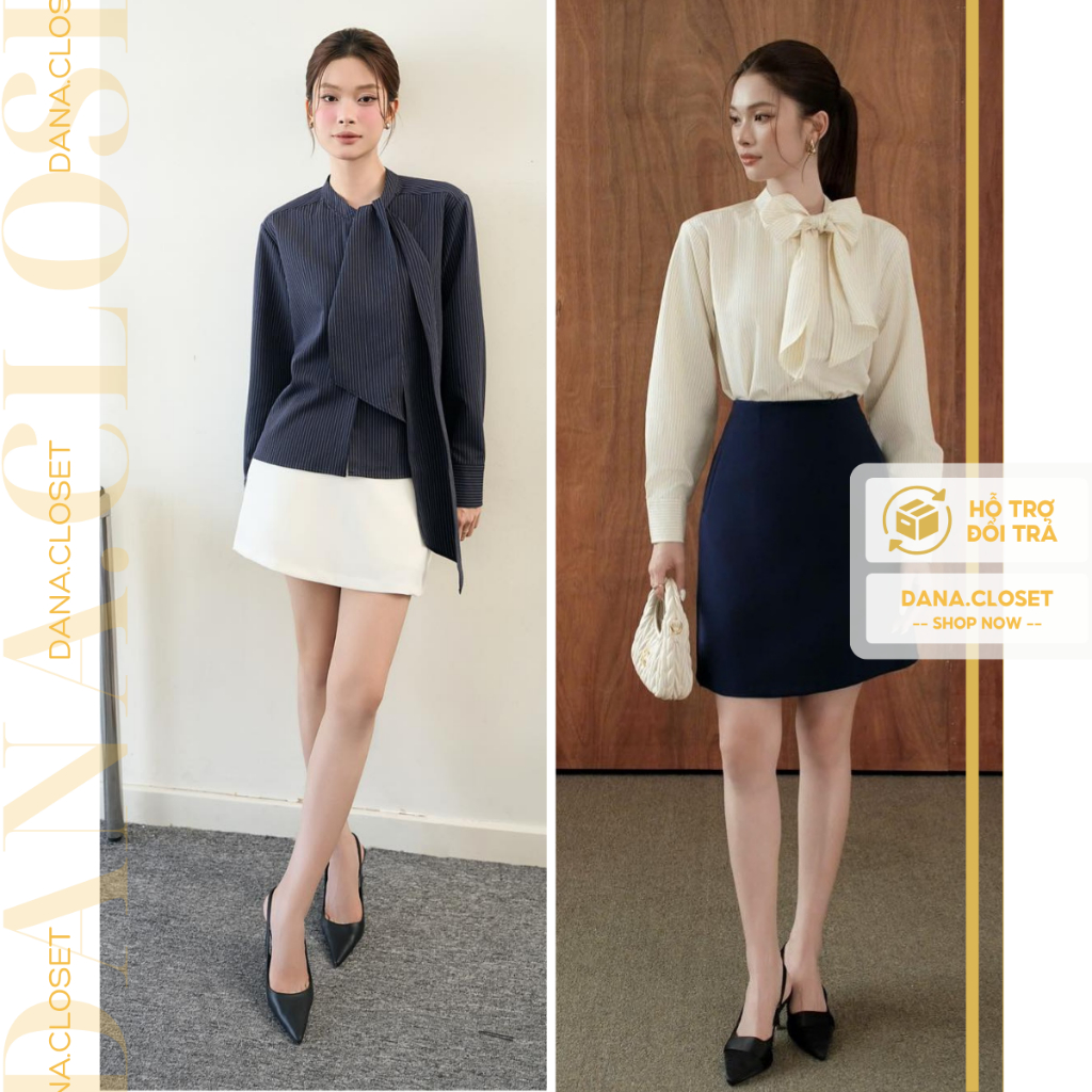 (Mở bán) Áo Sơ Mi Kẻ Sọc Thắt Nơ Đa Kiểu Thanh Lịch Dịu Dàng Vải Tuytsi Cao Cấp Có Bigsize.