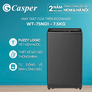 [Shopee - Lắp đặt 0Đ HN HCM] Máy giặt cửa trên Casper 7.5KG EcoWash WT-75NG1 - Bảo hành 2 năm - Chính hãng