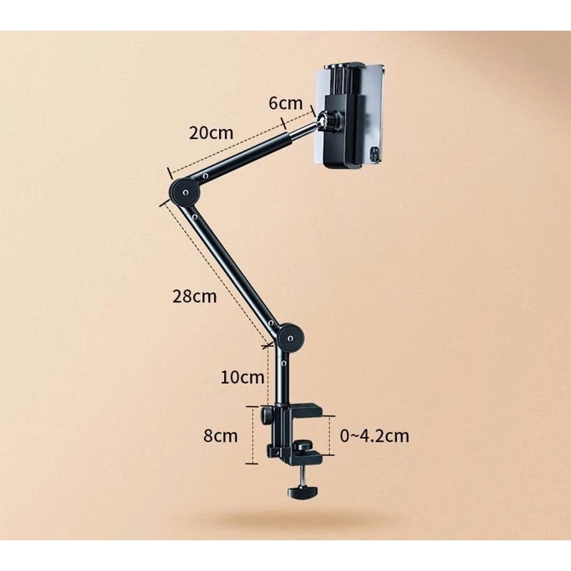Giá đỡ ipad, điện thoại đa năng kẹp bàn, đầu giường nâng cấp xoay 360 chống rung quay video, xem phim, làm việc xếp gọn