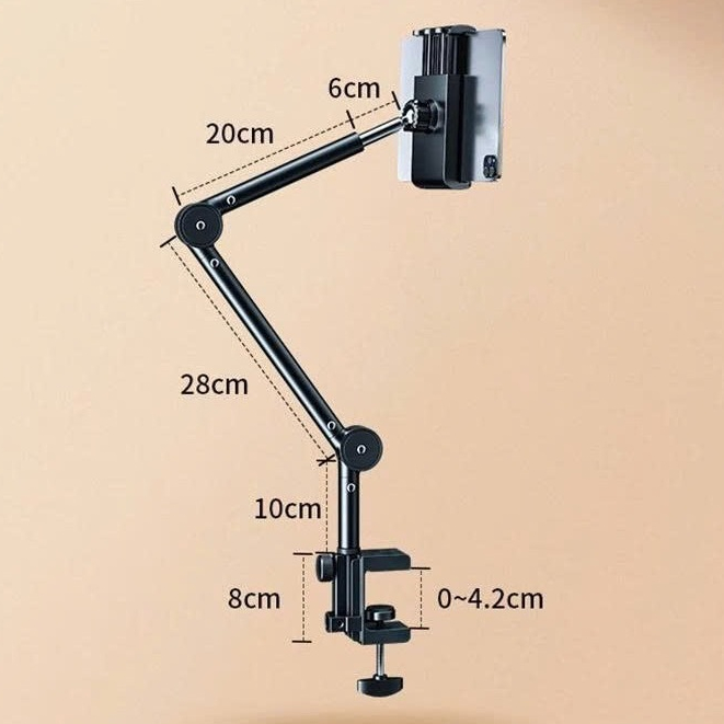 Giá đỡ điện thoại, ipad kẹp cạnh bàn, đầu giường phiên bản mới có khớp nâng độ cao chỉnh xoay 360 đa năng xếp gọn