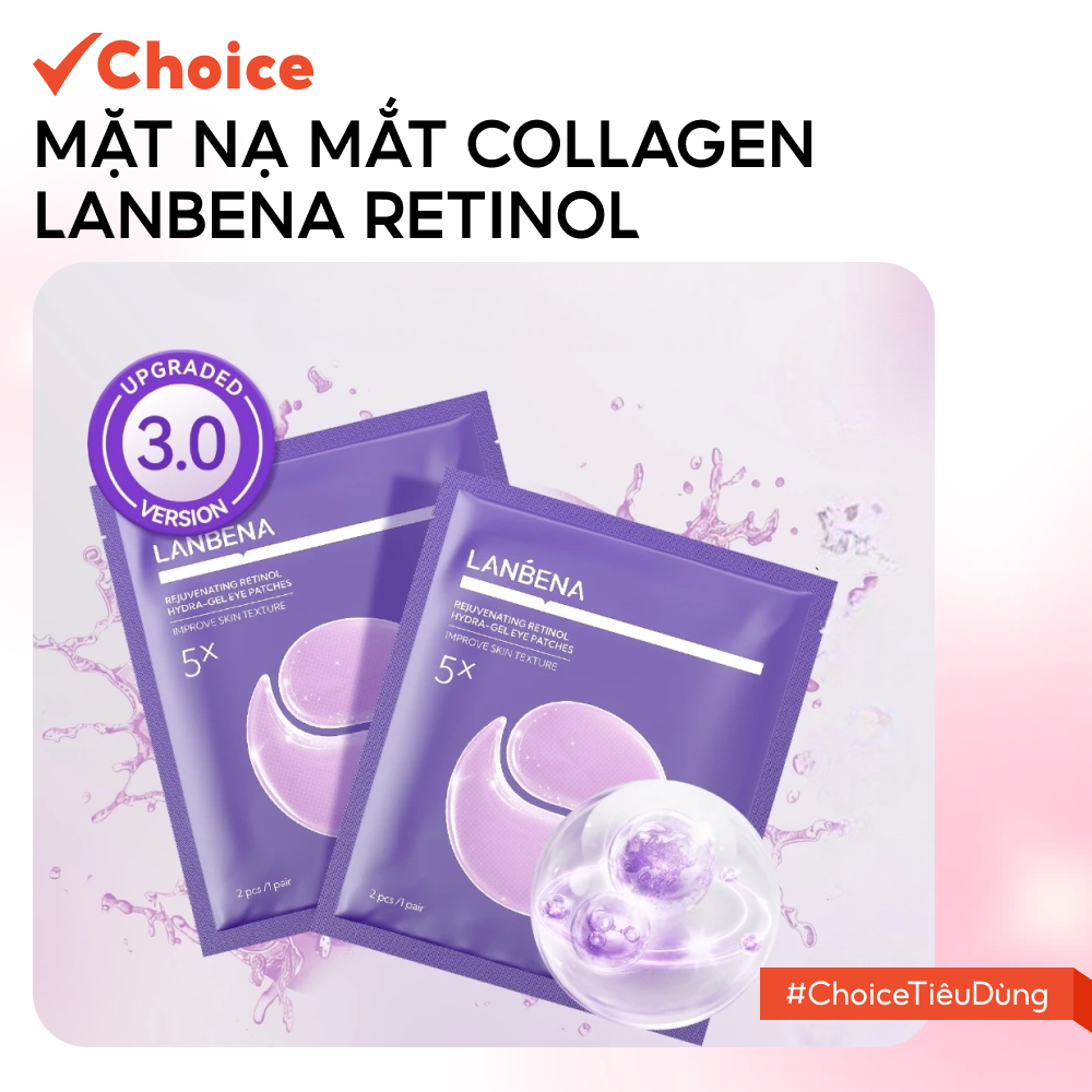 [Choice] Mặt Nạ Mắt Collagen Lanbena Retinol FM1-2185-201 Hỗ Trợ Giảm Nếp Nhăn (3 Miếng)