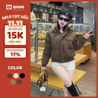 Áo Khoác Parka Nữ Lót Lông Hàng Quảng ChâU Form Vừa Vặn Vải Kaki Mềm Phong Cách Hàn Quốc MNP