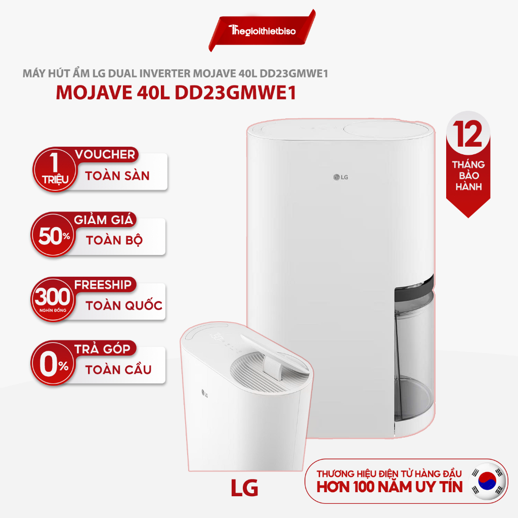 Máy Hút Ẩm LG Dual Inverter Mojave DD23GMWE1 – Diệt Khuẩn UVnano, Kết Nối ThinQ
