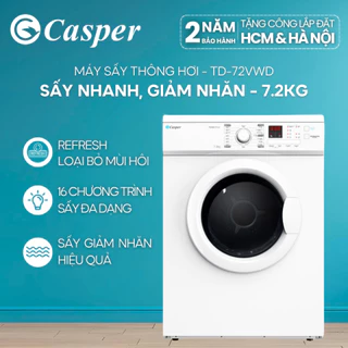 [Công lắp 0Đ HN HCM] Máy sấy thông hơi Casper 7.2KG TD-72VWD - Chính hãng - Bảo hành 2 năm