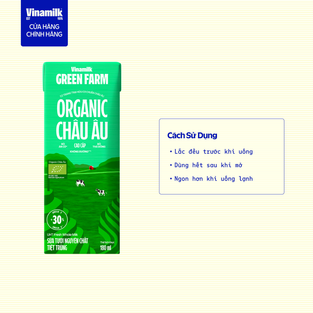Thùng 48 hộp Sữa Tươi Tiệt Trùng Vinamilk Green Farm Organic 180ml