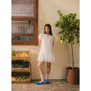 Đầm babydoll OLV tay phồng dễ thương White Ruffled Babydoll Dress phù hợp đi chơi đi làm