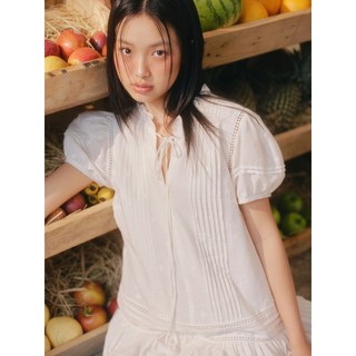 Đầm babydoll OLV tay phồng dễ thương White Ruffled Babydoll Dress phù hợp đi chơi đi làm