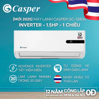 [Shopee - Lắp đặt 0Đ HN HCM] Máy lạnh/ Điều hòa Casper Inverter ProAir 1 chiều 1.5HP GC-12IB36 - Bảo hành 3 năm