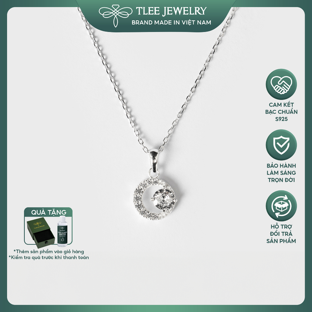 Dây chuyền bạc nữ TLEE mặt trăng đính đá cao cấp TLEE JEWELRY D0128